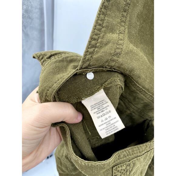 Free people green linen shortalls - Picture 5 of 6